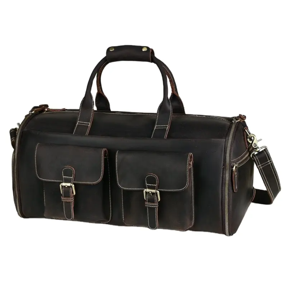 Foldable Leather Duffle Bag | KAPRUN