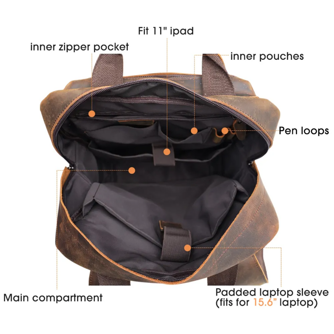 Leather Laptop Backpack | DAVOS