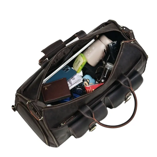 Foldable Leather Duffle Bag | KAPRUN