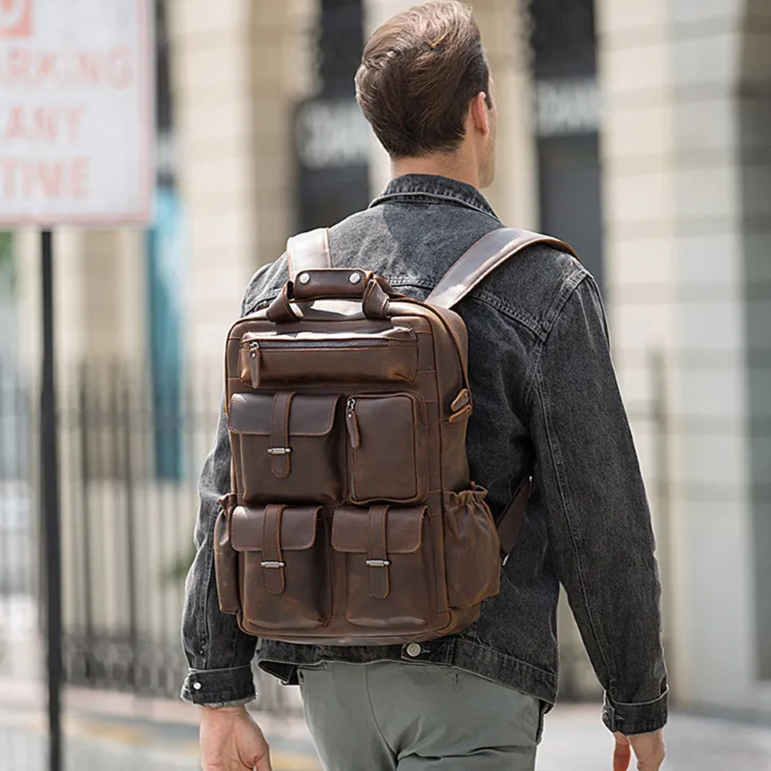 Leather Laptop Backpack | DAVOS