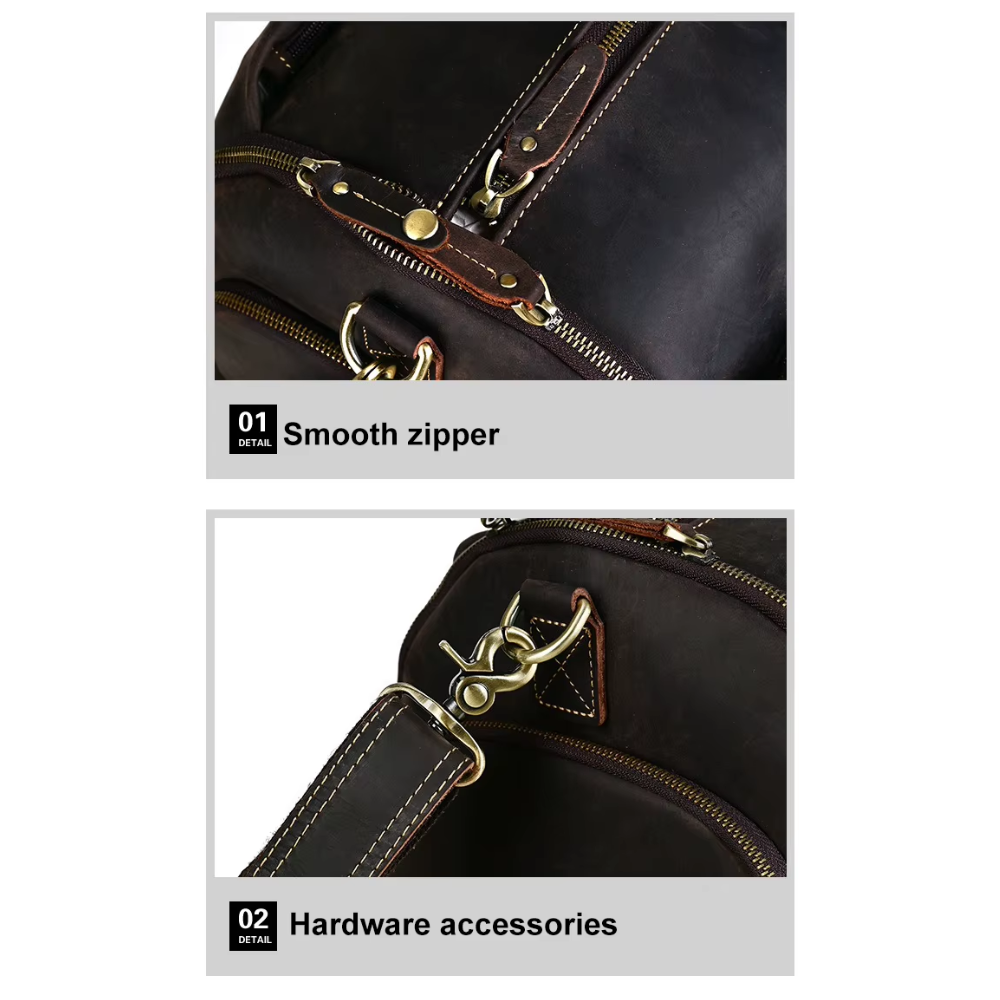 Foldable Leather Duffle Bag | KAPRUN