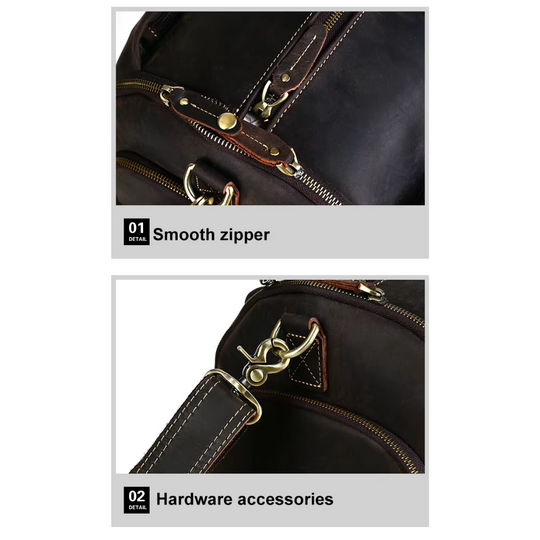 Foldable Leather Duffle Bag | KAPRUN