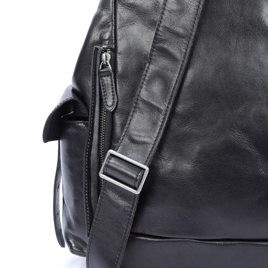 Small Black Leather Backpack | BODO