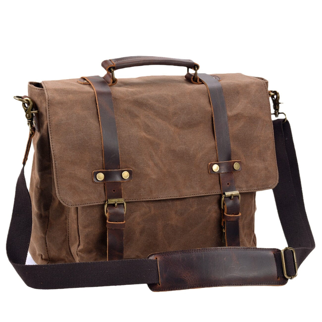 Canvas and Leather Messenger Bag | BRUGES