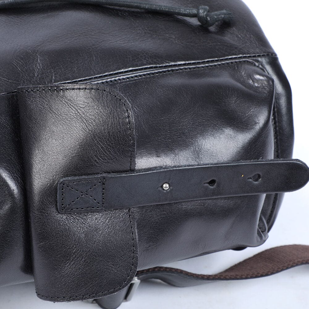 Small Black Leather Backpack | BODO