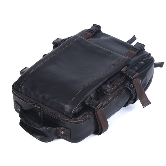 Mens Black Leather Backpack | ISAAC